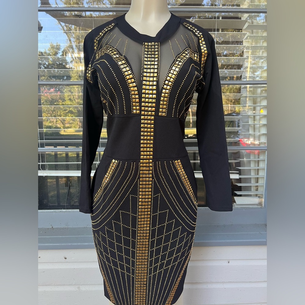 Elegant Black and Gold Women's Dress